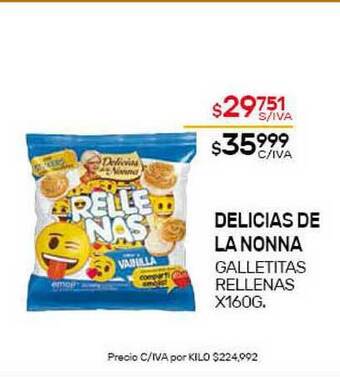 Nini Mayorista Delicias De La Nonna Galletitas Rellenas x 160g oferta