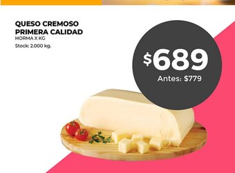 Supermercados Tadicor Queso Cremoso Primera calidad oferta