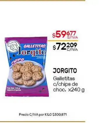 Nini Mayorista Jorgito Galletitas C Chips De Choc. x 240g oferta