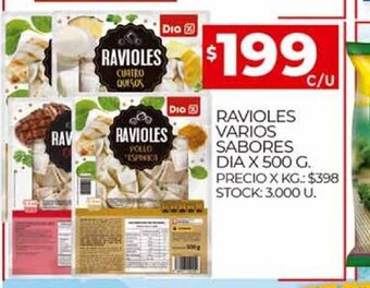 Supermercados DIA Ravioles Varios Sabores oferta