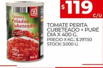Supermercados DIA Tomate Perita Cubeteado +Puré Dia oferta