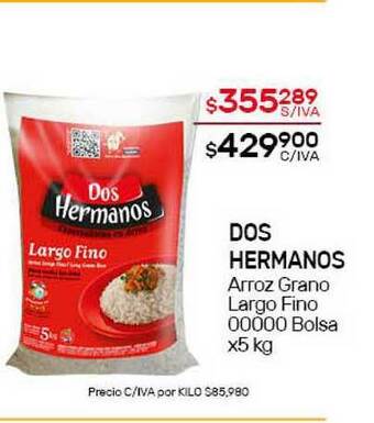 Nini Mayorista Dos Hermanos Arroz Grano Largo Fino 00000 Bolsa x 5kg oferta