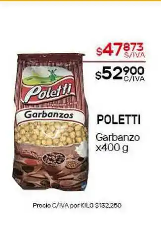 Nini Mayorista Poletti Garbanzo x 400g oferta