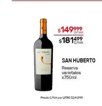 Nini Mayorista San Huberto Reserva Varietales x 750ml oferta