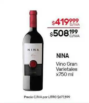 Nini Mayorista Nina Vino Gran Varietales x 750ml oferta