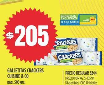 Supermercados Vea Galletitas crackers cuisine & co oferta