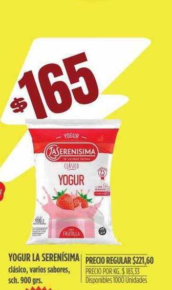 Supermercados Vea Yogur la serenísima clásico varios sabores sch. oferta