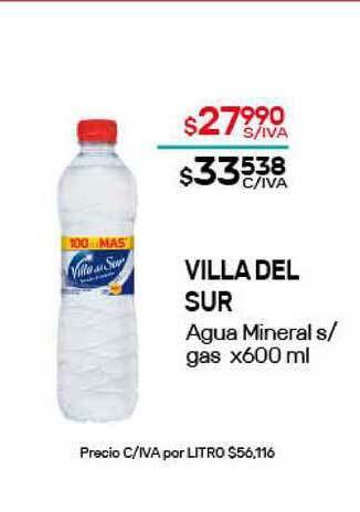 Nini Mayorista Villa Del Sur Agua Mineral S Gas x 600ml oferta