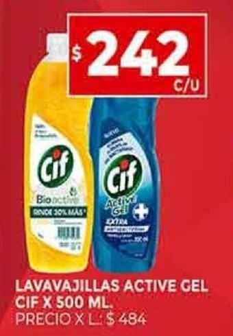 Supermercados DIA CIF lavavajillas active gel cif X 500 ML oferta