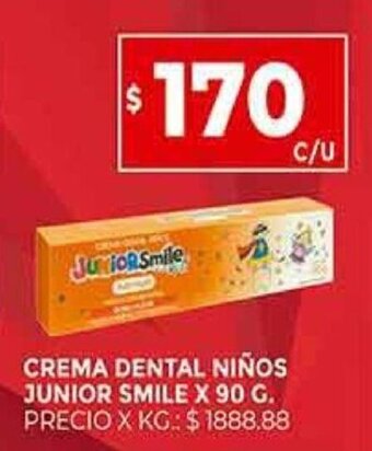 Supermercados DIA JUNIOR SMILE crema dental niños junior smile X 90 G. oferta