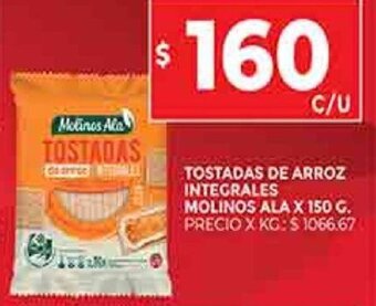Supermercados DIA Tostadas de arroz integrales molinos ala X 150 G oferta