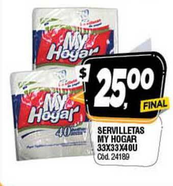 Supermercados Yaguar Servilletas My Hogar 33x33x40U oferta