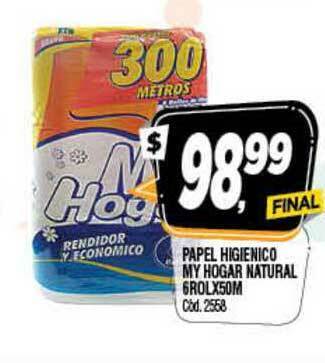 Supermercados Yaguar Papel Higienico My Hogar Natural 6Rolx50M oferta