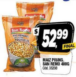 Supermercados Yaguar Maiz Pising. San Remo 400G oferta