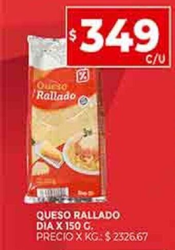 Supermercados DIA Queso rallado dia X 150 G. oferta