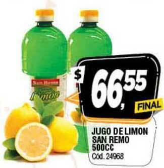 Supermercados Yaguar Jugo De Limon San Remo 500CC oferta