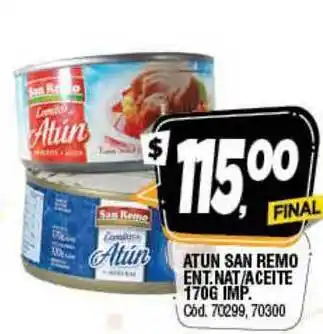 Supermercados Yaguar Atun San Remo ENT.NAT-Aceite 170G IMP. oferta