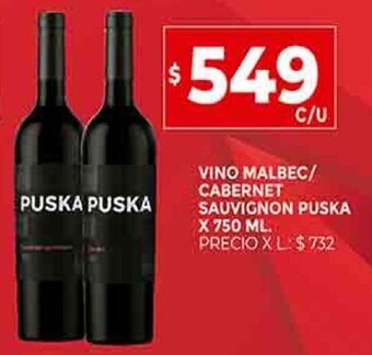Supermercados DIA Vino malbec/cabernet sauvignon puska X 750 ML. oferta