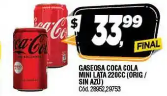 Supermercados Yaguar Gaseosa Coca Cola Mini Lata 220CC (Orig - Sin Azu) oferta
