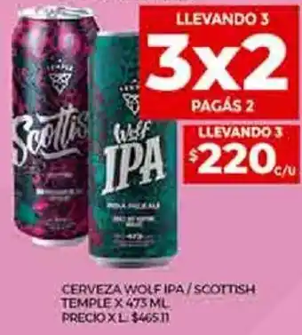 Supermercados DIA Cerveza wolf ipa/scottish temple X 475 ML precio X 1 oferta