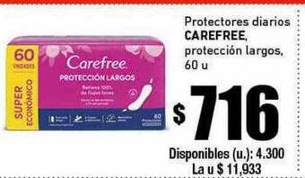 Cooperativa Obrera Protectores diarios carefree protección largos oferta