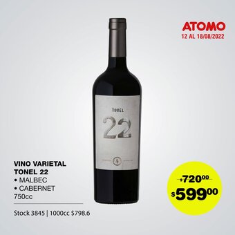 Atomo Conviene Vino varietal tonel 22 oferta