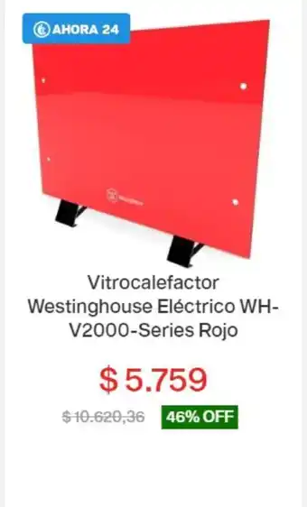 Vitrocalefactor westinghouse eléctrico Wh-V2000-series rojo