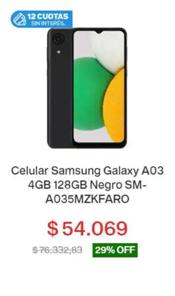 Garbarino Celular samsung galaxy A03 4GB 128GB negro SM-A035MZKFARO oferta