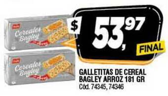 Supermercados Yaguar Galletitas De Cereal Bagley Arroz 181 GR oferta