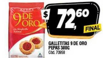 Supermercados Yaguar Galletitas 9 De Oro Pepas 380G oferta