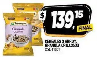 Supermercados Yaguar Cereales 3 Arroy. Granola Cruj.350G oferta