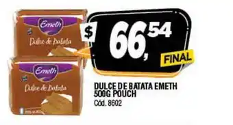 Supermercados Yaguar Dulce De Batata Emeth 500G Pouch oferta