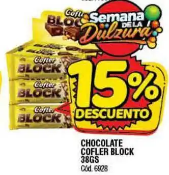 Supermercados Yaguar Chocolate Cofler Block 38GS 15% Descuento oferta