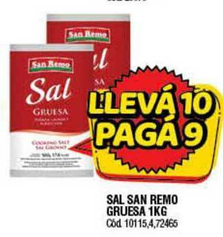 Supermercados Yaguar Sal San Remo Gruesa 1Kg oferta