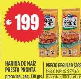 Harina de maíz presto pronta