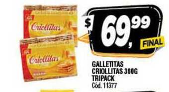 Supermercados Yaguar Galletitas Criollitas 300G Tripack oferta