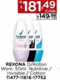 Hipermay Rexona d rollon wom. nutritive invisible cotton oferta