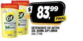Supermercados Yaguar Detergente Cif Active Gel 450ML D-P Limon oferta