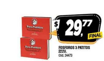 Supermercados Yaguar Fosforos 3 Patitos 222U oferta