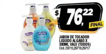 Supermercados Yaguar Jabon De Tocador Liquido Algabo X 300ML Valv (Todos) oferta