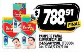 Supermercados Yaguar Pampers Pañal Supersec Plus (54-58-68-72UN. (Todos) oferta