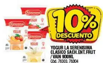 Supermercados Yaguar Yogur La Serenisima Clasico Sach.Ent.Frut - Vain 900ML oferta
