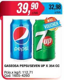 Maxiconsumo Gaseosa Pepsi Seven Up x 354cc oferta