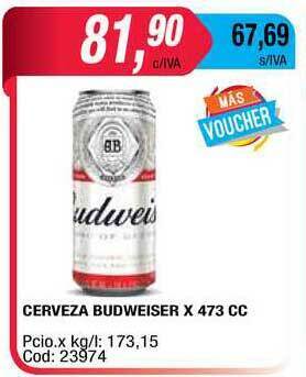 Maxiconsumo Cerveza Budweiser x 473cc oferta