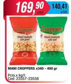 Maxiconsumo Mani Croppers x340 - 400gr oferta