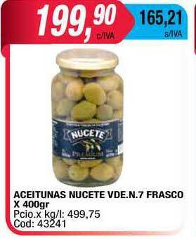 Maxiconsumo Aceitunas Nucete Vde. N.7 Frasco x 400gr oferta
