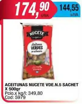 Maxiconsumo Aceitunas Nucete Vde.n.5 Sachet x 500gr oferta
