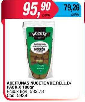 Maxiconsumo Aceitunas Nucete Vde. Rell. D Pack x 180gr oferta