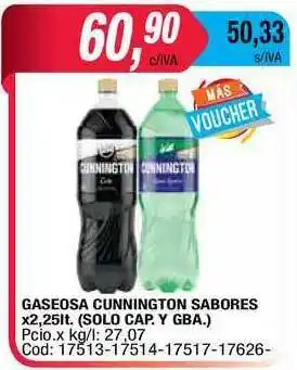 Maxiconsumo Gaseosa Cunnington Sabores x 2.25lt. (Solo Cap. Y GBA.) oferta