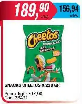 Maxiconsumo Snacks Cheetos x 238 gr oferta